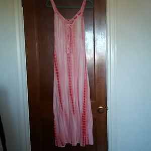 Coral tie dye maxi dress